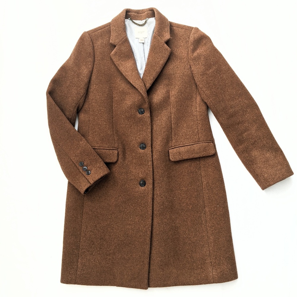 J. Crew Women's Three Button Wool Camel Coat